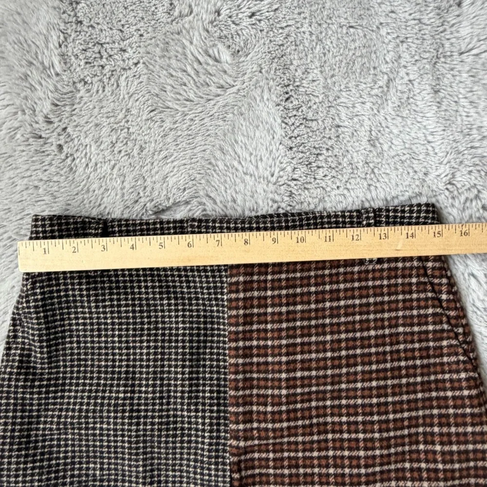 RAILS Mixed Plaid Mini Skirt Houndstooth Wool Blend Brown Black Size Small - Picture 8 of 9
